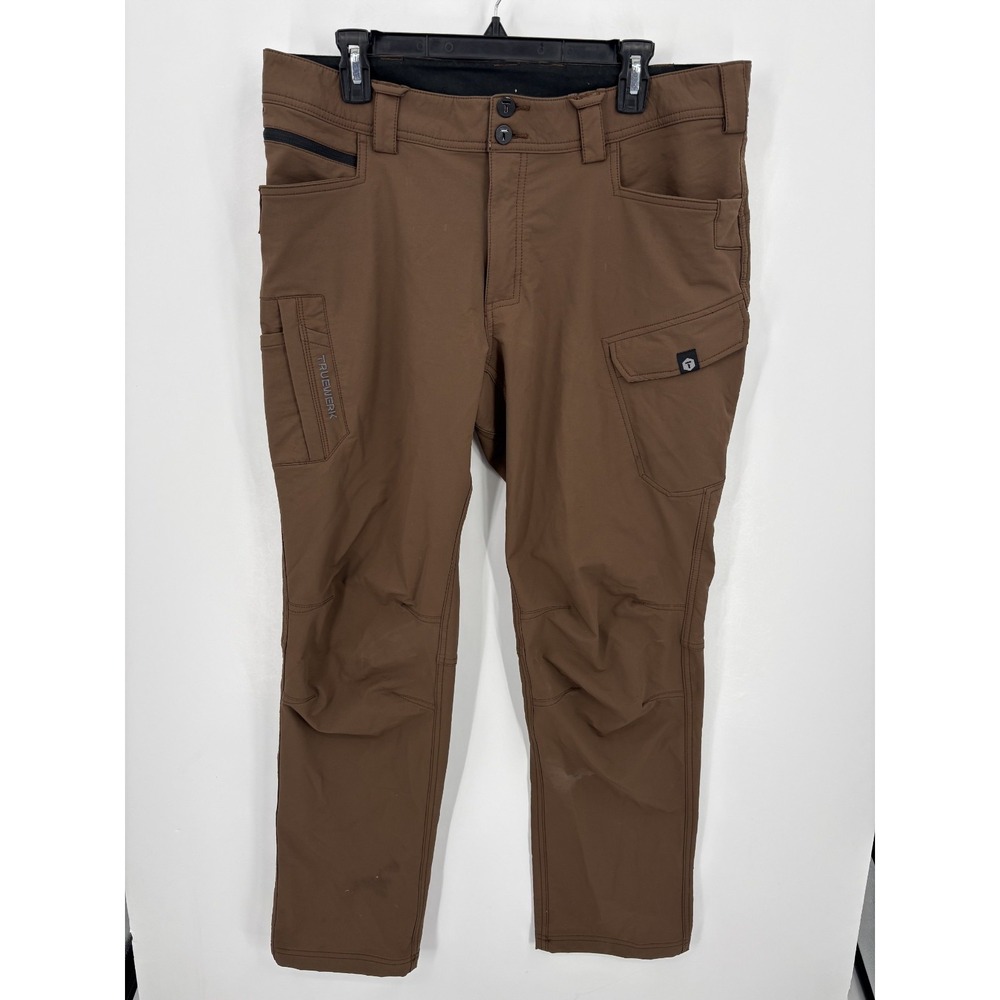 Truewerk T2 Werkpant Pants Men's 36x32 Brown Stretch Workwear Cargo Utility